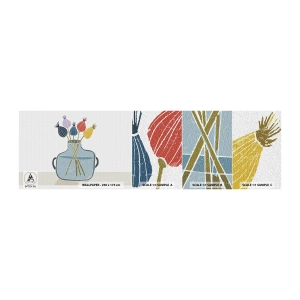 Prøve Fototapet Selvklæbende Deluxe Sticker - Som et valmuefrø - Blomster, Vase, Minimalisme - 100x30 cm