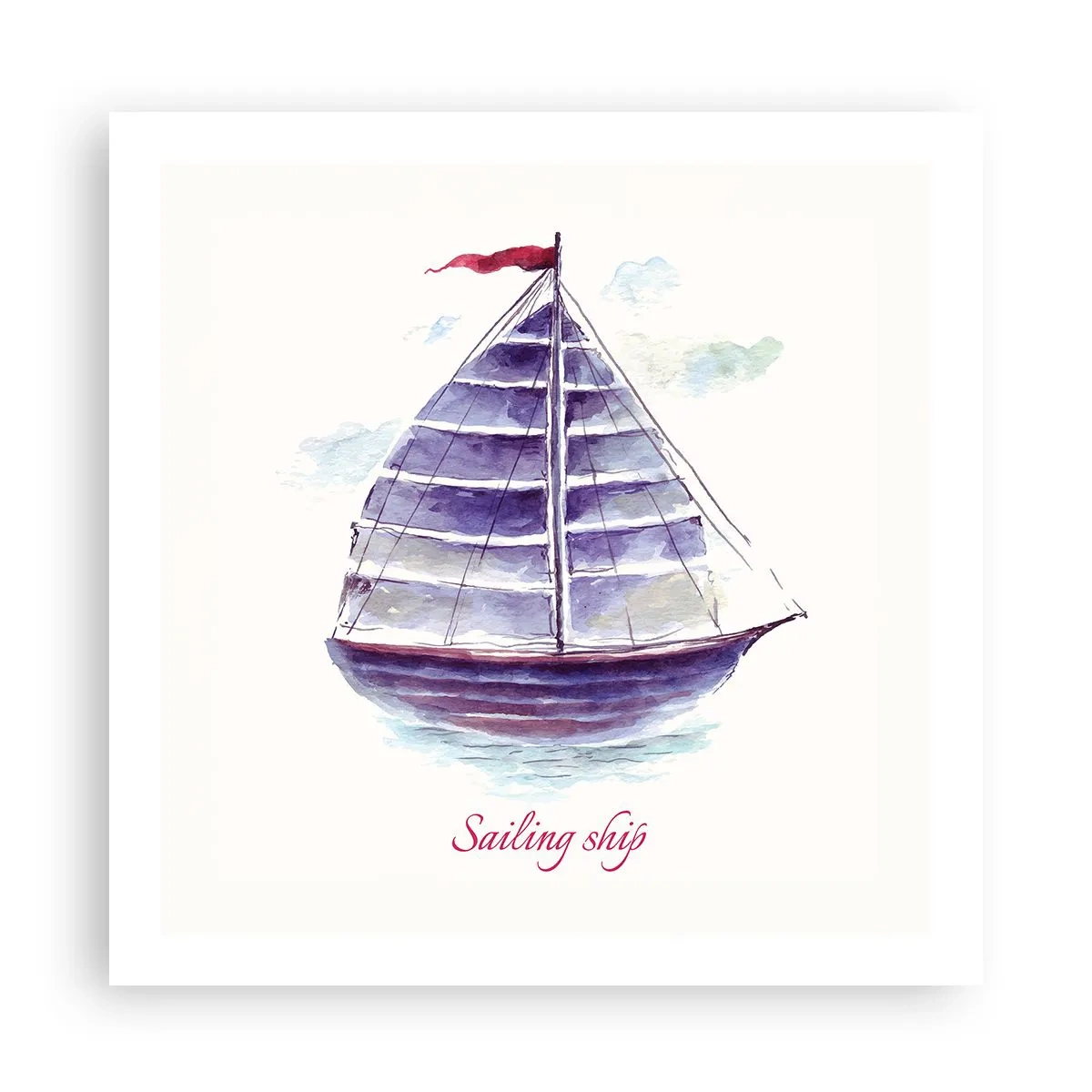 Plakat - Fulde sejl og roligt vand - 60x60 cm