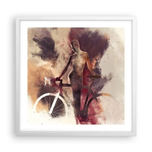 Plakat i hvid ramme - I marmor former den cyklende sjæl - 50x50 cm