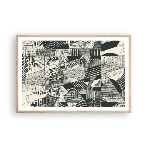 Plakat i ramme af lyst egetræ - Nutidens dynamik - 91x61 cm