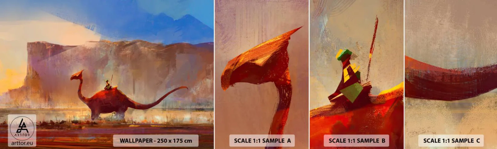 Fototapet Prøve Standard Eco - Hvis de ikke var uddøde - Abstraktion, Dinosaurus, Fantasi - 100x30 cm