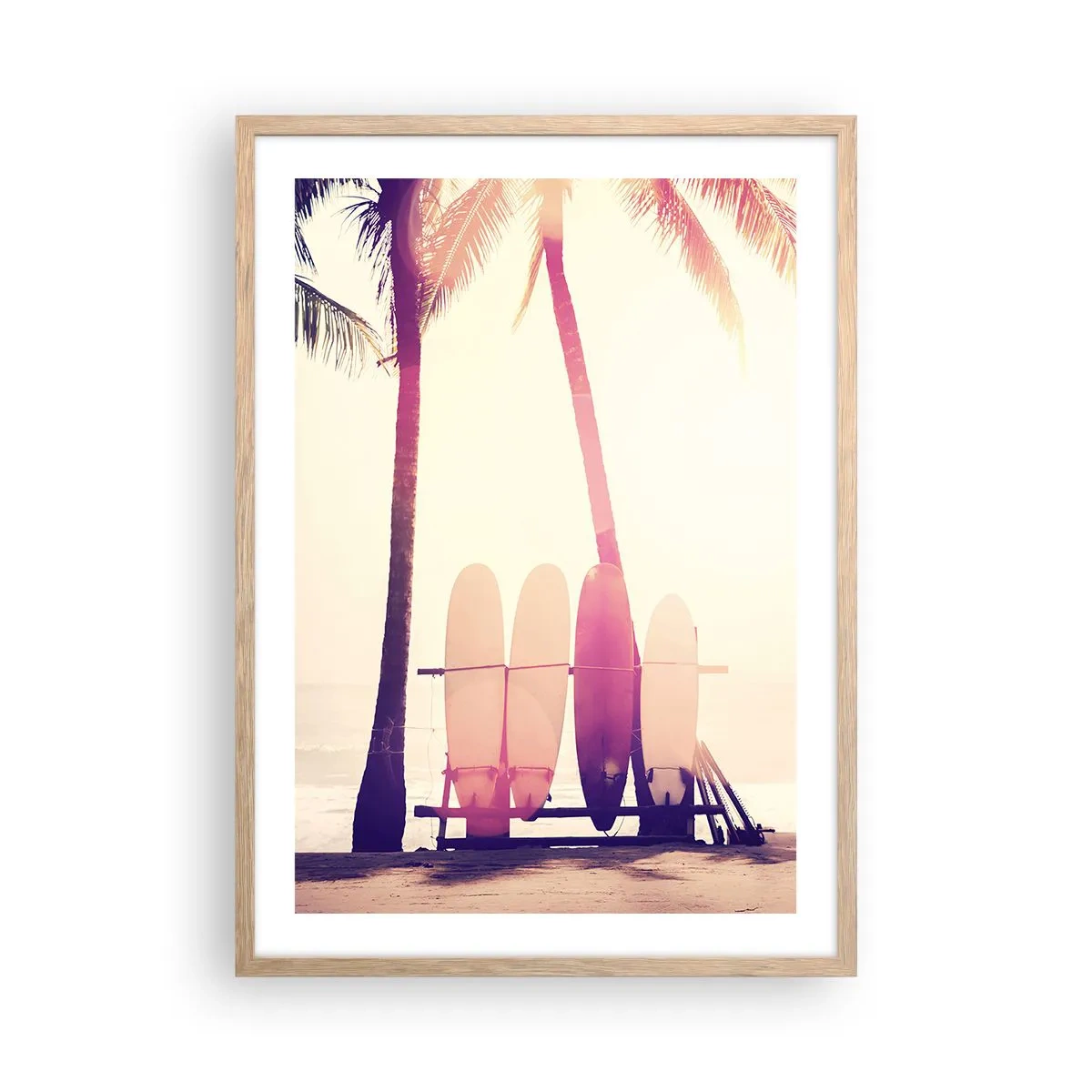 Plakat i ramme af lyst egetræ - Det bliver en fantastisk dag - 50x70 cm