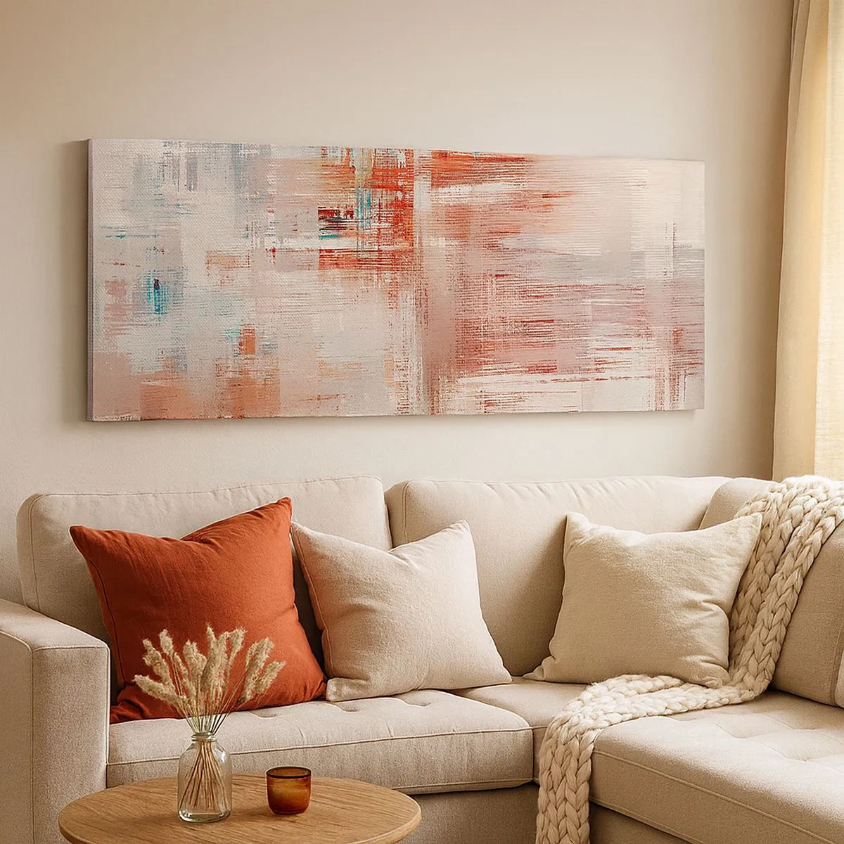 Lærredstryk - Billede på lærred - Diset. Hvor er dog det lyserødt - 100x40 cm