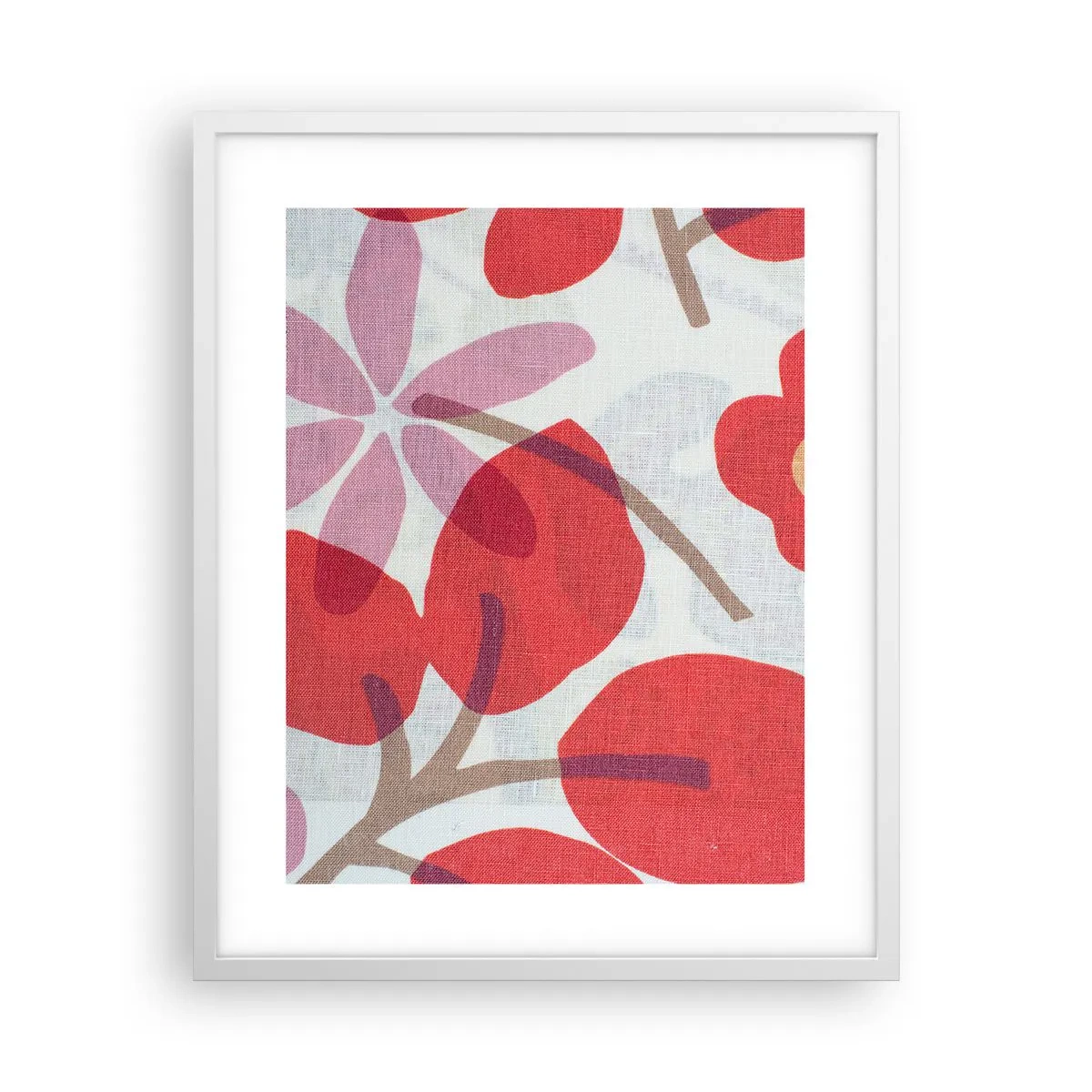 Plakat i hvid ramme - Blomsterkomposition i pink - 40x50 cm