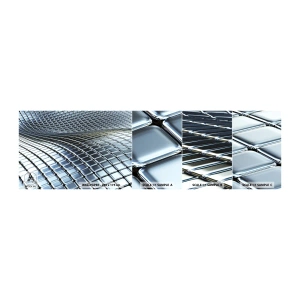 Fototapet Prøve Standard Eco - Bølge i metallisk sølv - Abstraktion, Grafik, Stykke - 100x30 cm