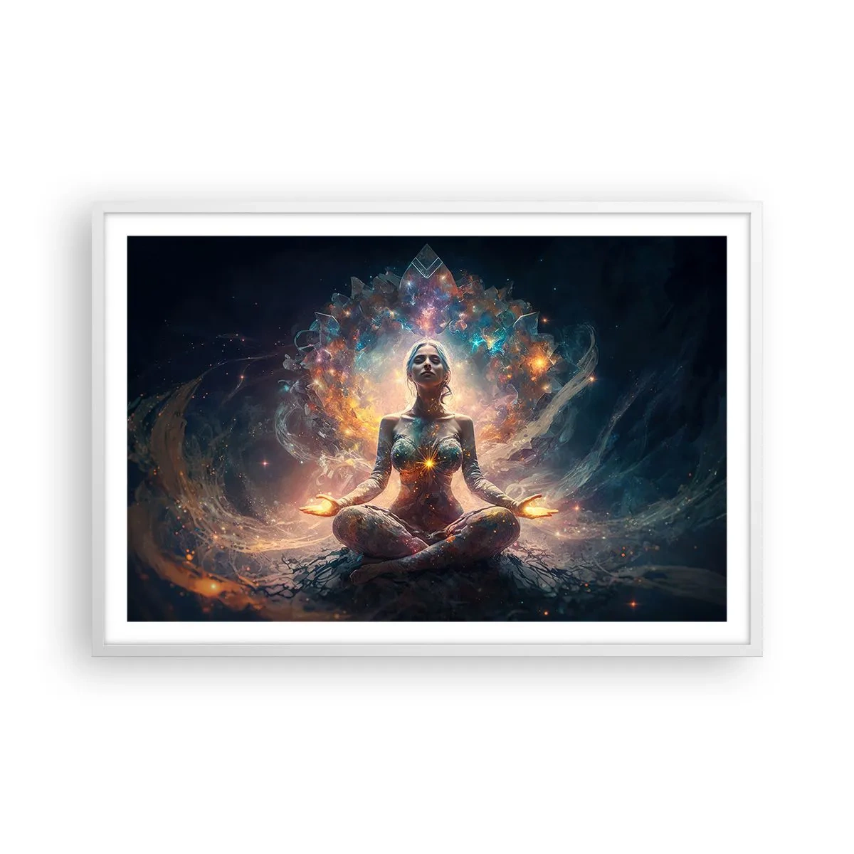 Plakat i hvid ramme - Flow af god energi - 91x61 cm