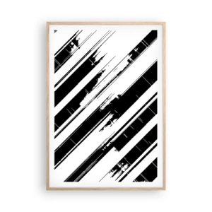 Plakat i ramme af lyst egetræ - Intens og dynamisk komposition - 70x100 cm