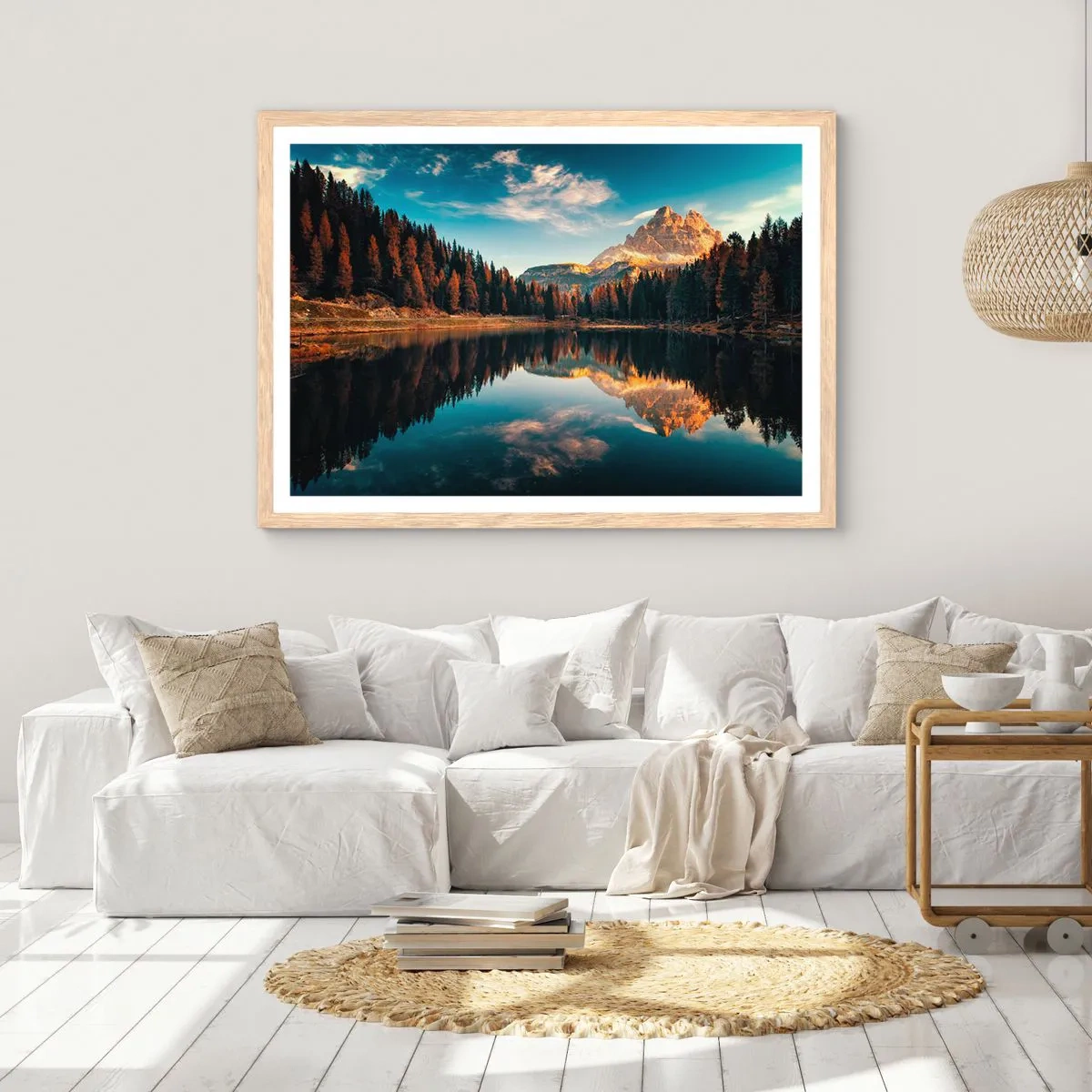 Plakat i ramme af lyst egetræ - Dobbelt landskab - 100x70 cm