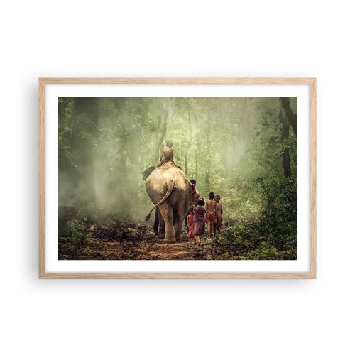 Plakat i ramme af lyst egetræ - Den nye Junglebog - 70x50 cm