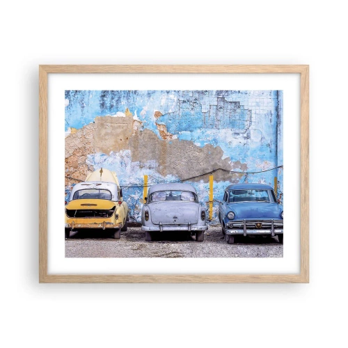 Plakat i ramme af lyst egetræ - Møde for veteraner - 50x40 cm