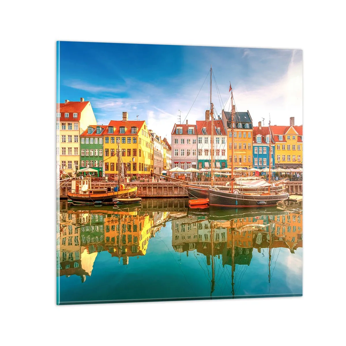 Billede på glas - Over vand så glat som et spejl - 60x60 cm