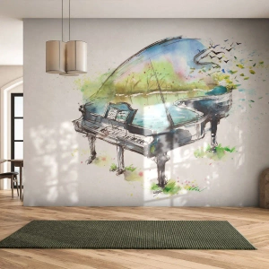 Fototapet Premium Sand - Fortryllet af musik - Klaver, Abstraktion, musik - 200x140 cm