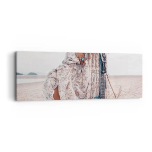 Lærredstryk - Billede på lærred - Børn blomster på vej - 90x30 cm