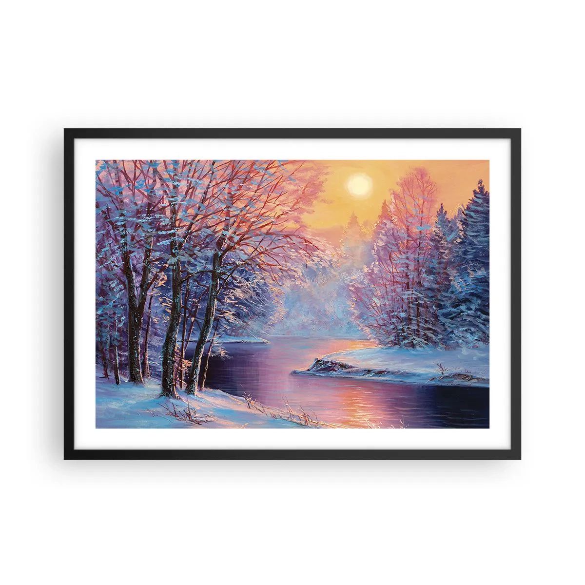 Plakat i sort ramme - Vinterens farver - 70x50 cm