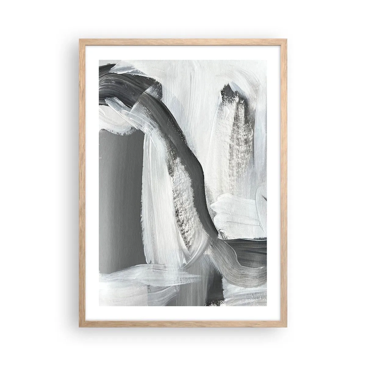 Plakat i ramme af lyst egetræ - Med beslutsom bevægelse - 50x70 cm