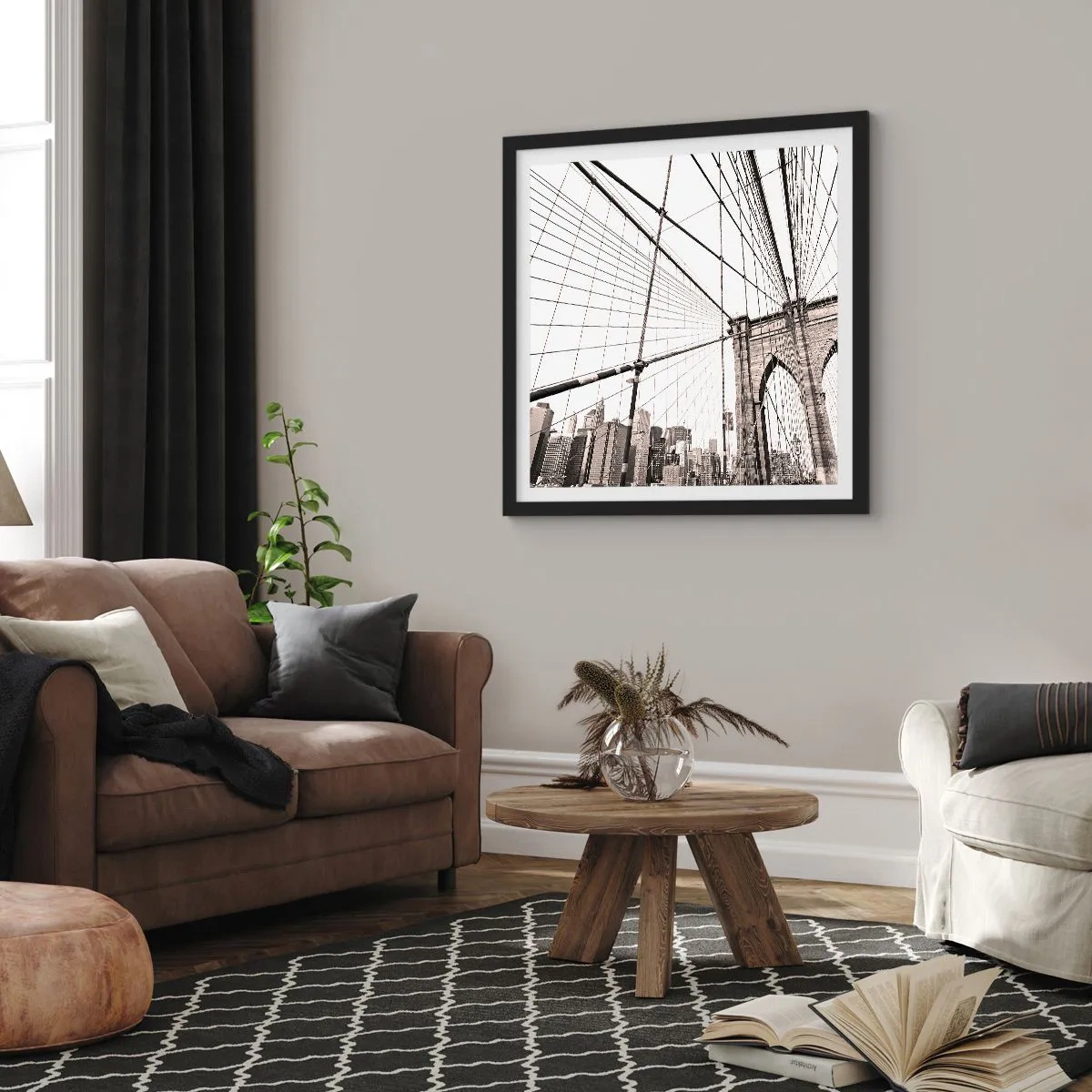 Plakat i sort ramme - Katedralen i New York - 30x30 cm