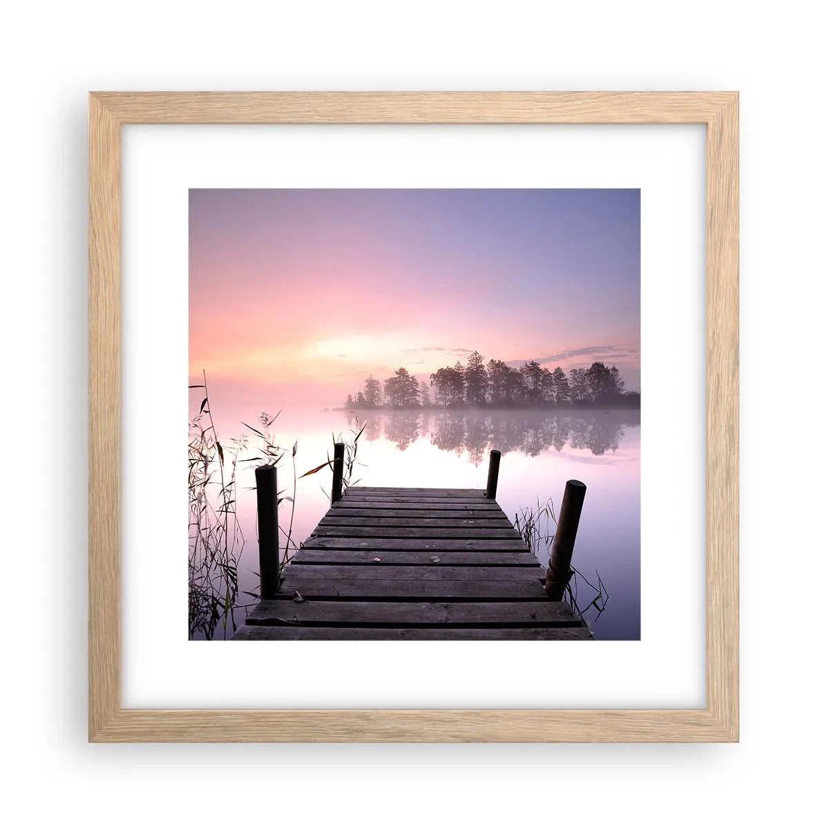 Plakat i ramme af lyst egetræ - Ud af den lilla tåge... - 30x30 cm