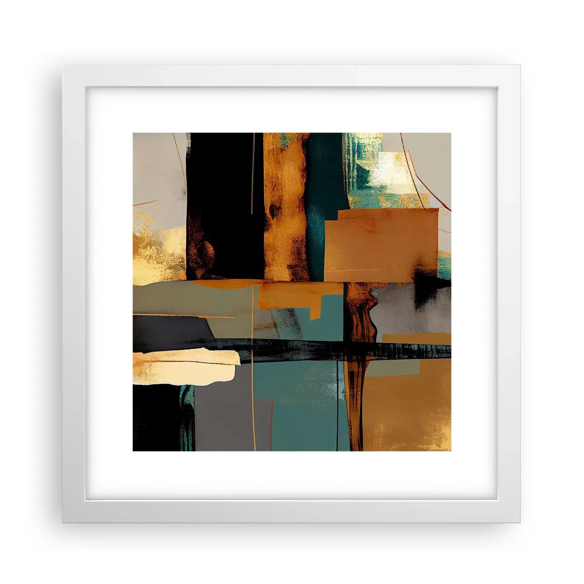 Plakat i hvid ramme - Abstraktion - lys og skygge - 30x30 cm