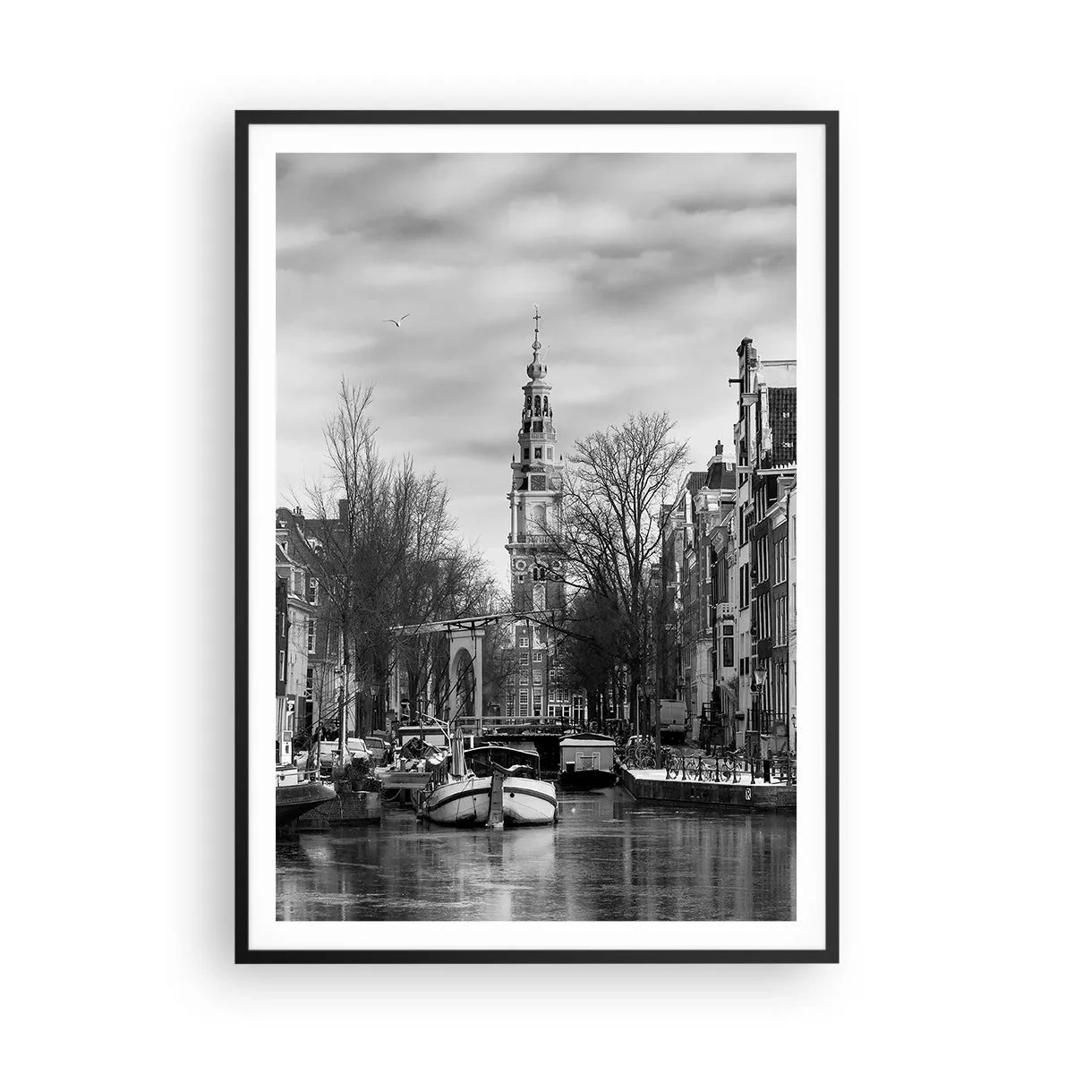 Plakat i sort ramme - Amsterdam stemning - 70x100 cm