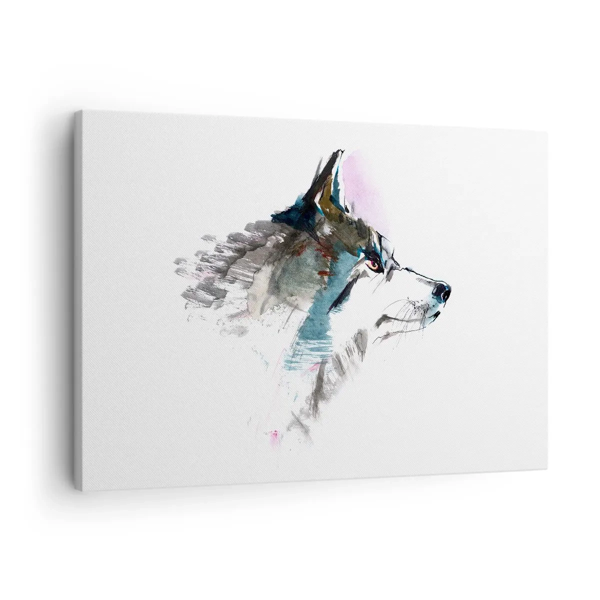 Lærredstryk - Billede på lærred - Akvarel ulv i minimalistisk stil - 70x50cm - Når vi taler om ulven - Moderne vægdekoration til stue og soveværelse ARTTOR