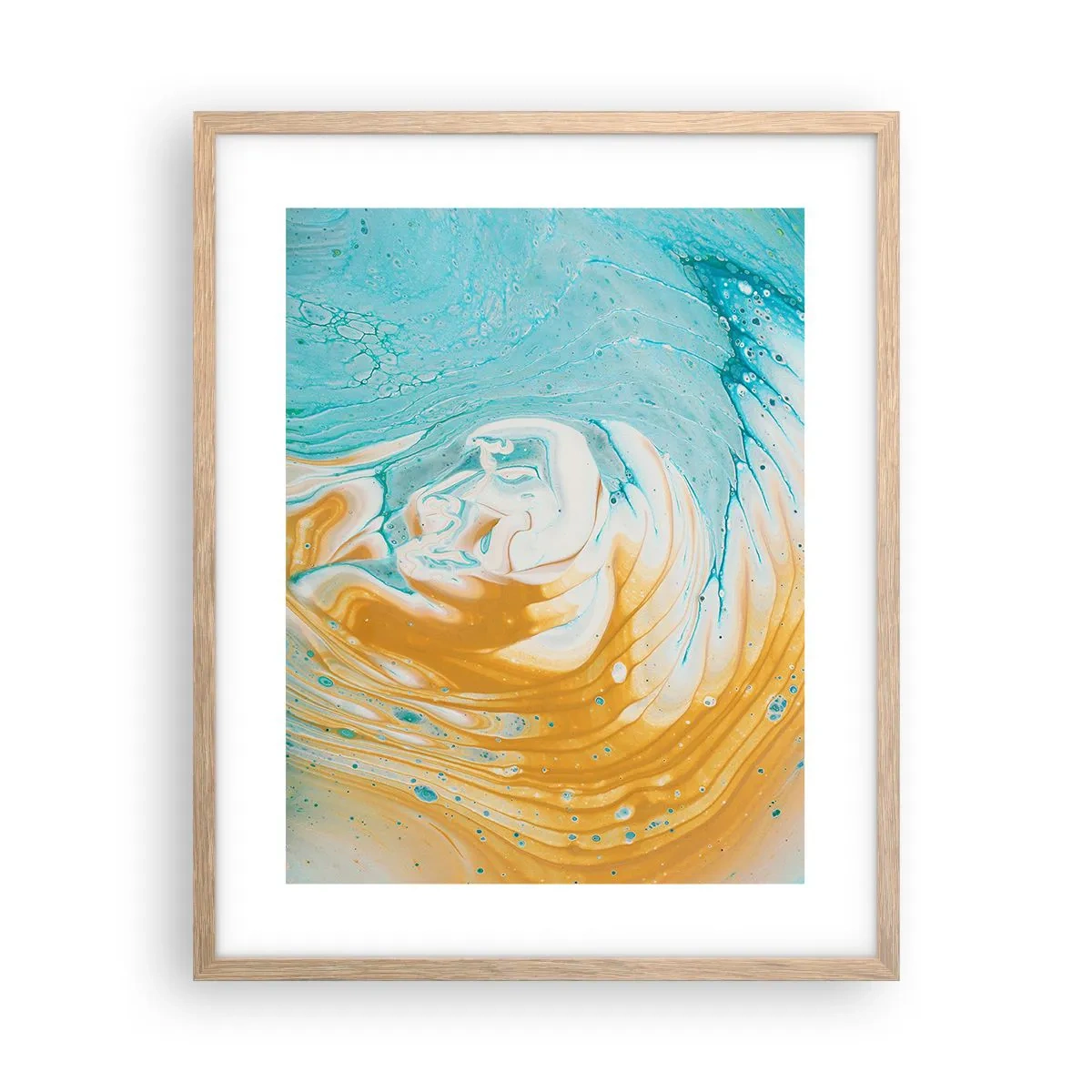 Plakat i ramme af lyst egetræ - Pastel hvirvel - 40x50 cm