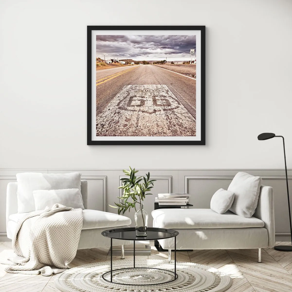 Plakat i sort ramme - Mother Road - amerikansk legende - 30x30 cm