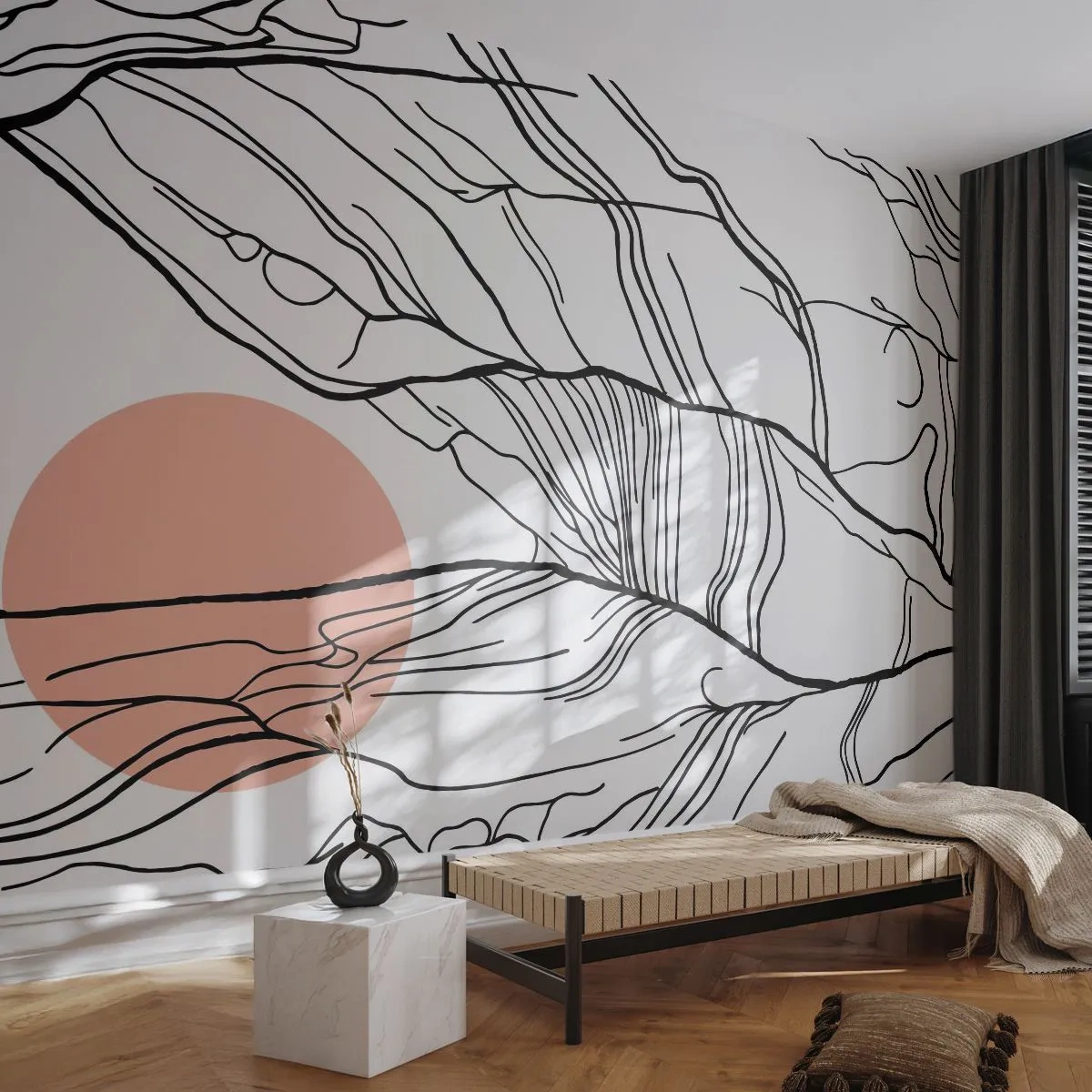 Fototapet Premium Canvas - I et netværk af kviste - Abstraktion, Grafik, Design - 250x175 cm