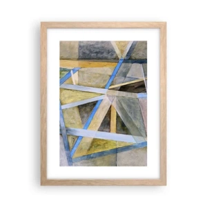 Plakat i ramme af lyst egetræ - Lige eller skråt? - 30x40 cm