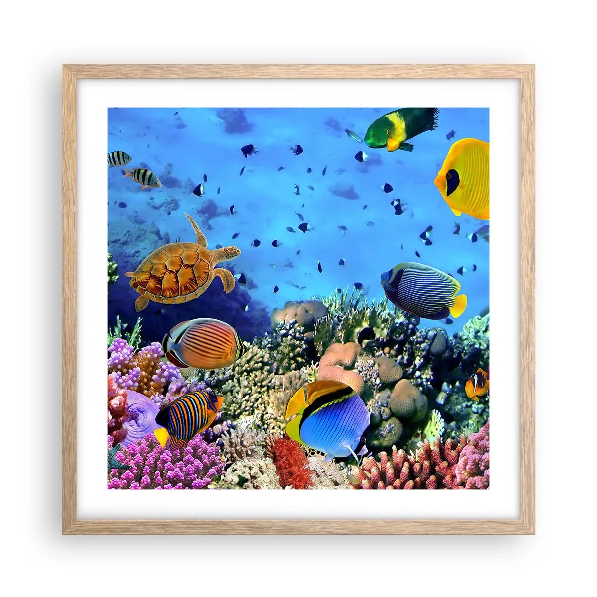 Plakat i ramme af lyst egetræ - Og hvad ved vi om livet... - 50x50 cm