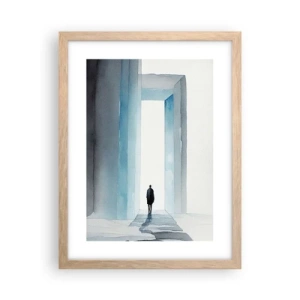 Plakat i ramme af lyst egetræ - Lev uden grænser - 30x40 cm
