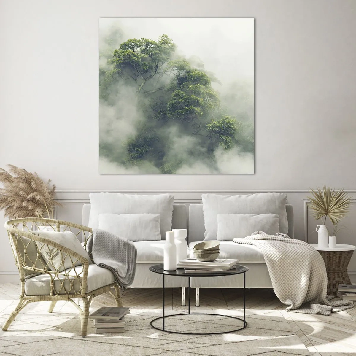Billede på glas - Pakket ind i tåge - 60x60 cm