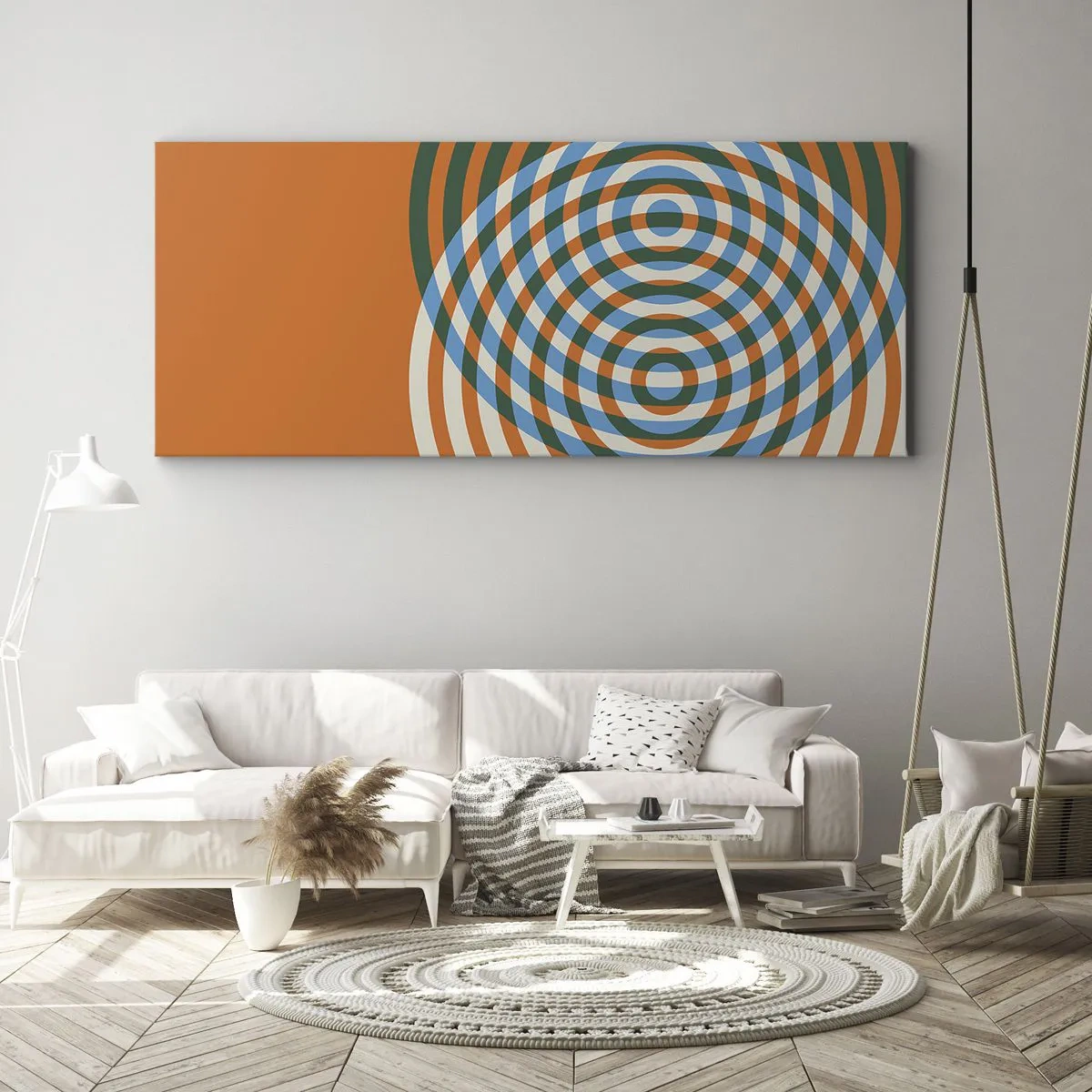 Lærredstryk - Billede på lærred - Abstrakt cirkulær variation - 100x40 cm