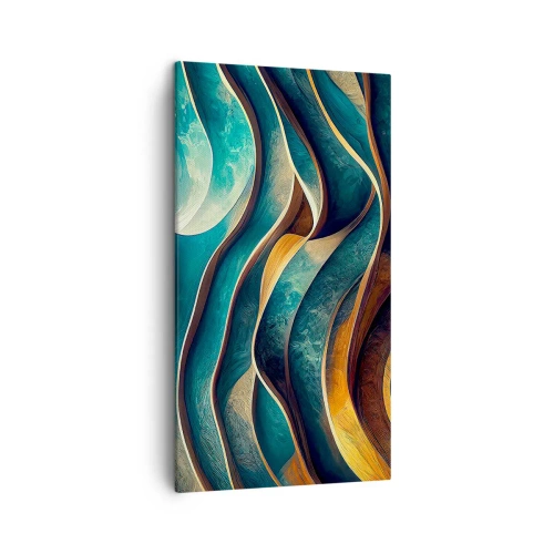 Lærredstryk - Billede på lærred - Slyngninger af blåt - 45x80 cm