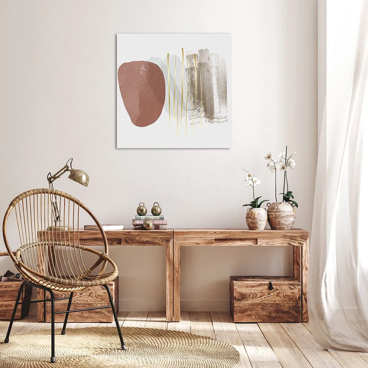 Lærredstryk - Billede på lærred - Abstrakt kolonnade - 70x70 cm