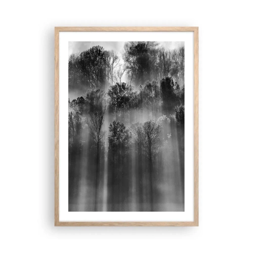 Plakat i ramme af lyst egetræ - I stråler af lys - 50x70 cm