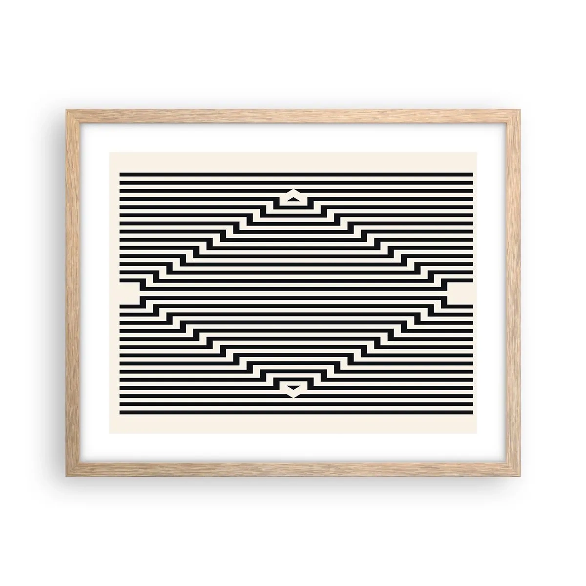 Plakat i ramme af lyst egetræ - Geometrisk illusion - 50x40 cm