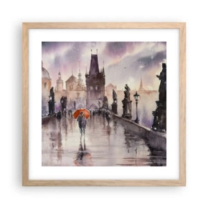 Plakat i ramme af lyst egetræ - Folk forandrer sig ikke - 40x40 cm