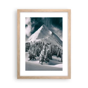 Plakat i ramme af lyst egetræ - Land med sne og is - 30x40 cm