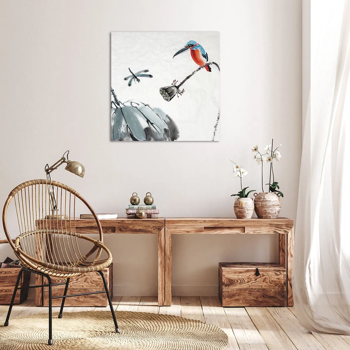 Lærredstryk - Billede på lærred - Engenes liv - 50x50 cm