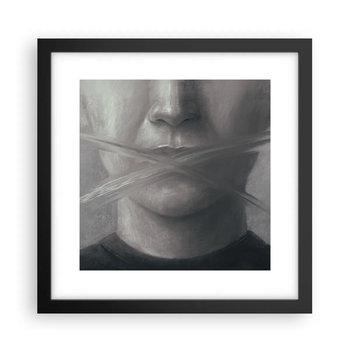 Plakat i sort ramme - Ikke et ord - 30x30 cm