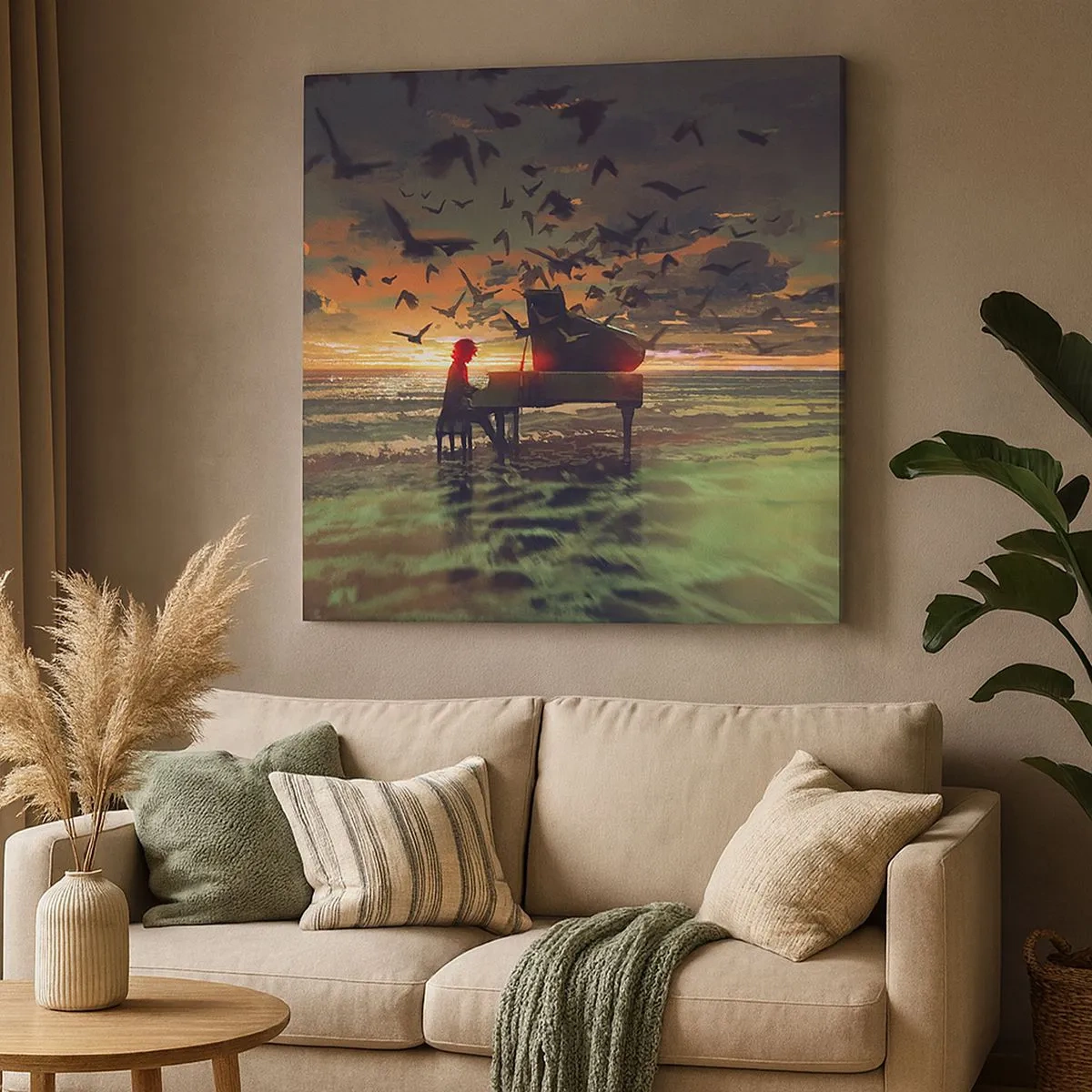 Lærredstryk - Billede på lærred - Koncert for klaver og bølger - 30x30 cm