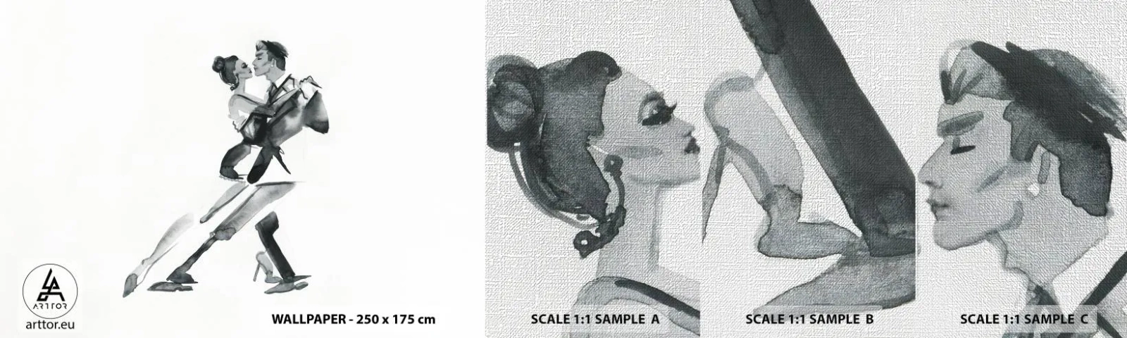 Prøve Fototapet Premium Canvas - I én rytme - Tango, Dans, Danser - 100x30 cm