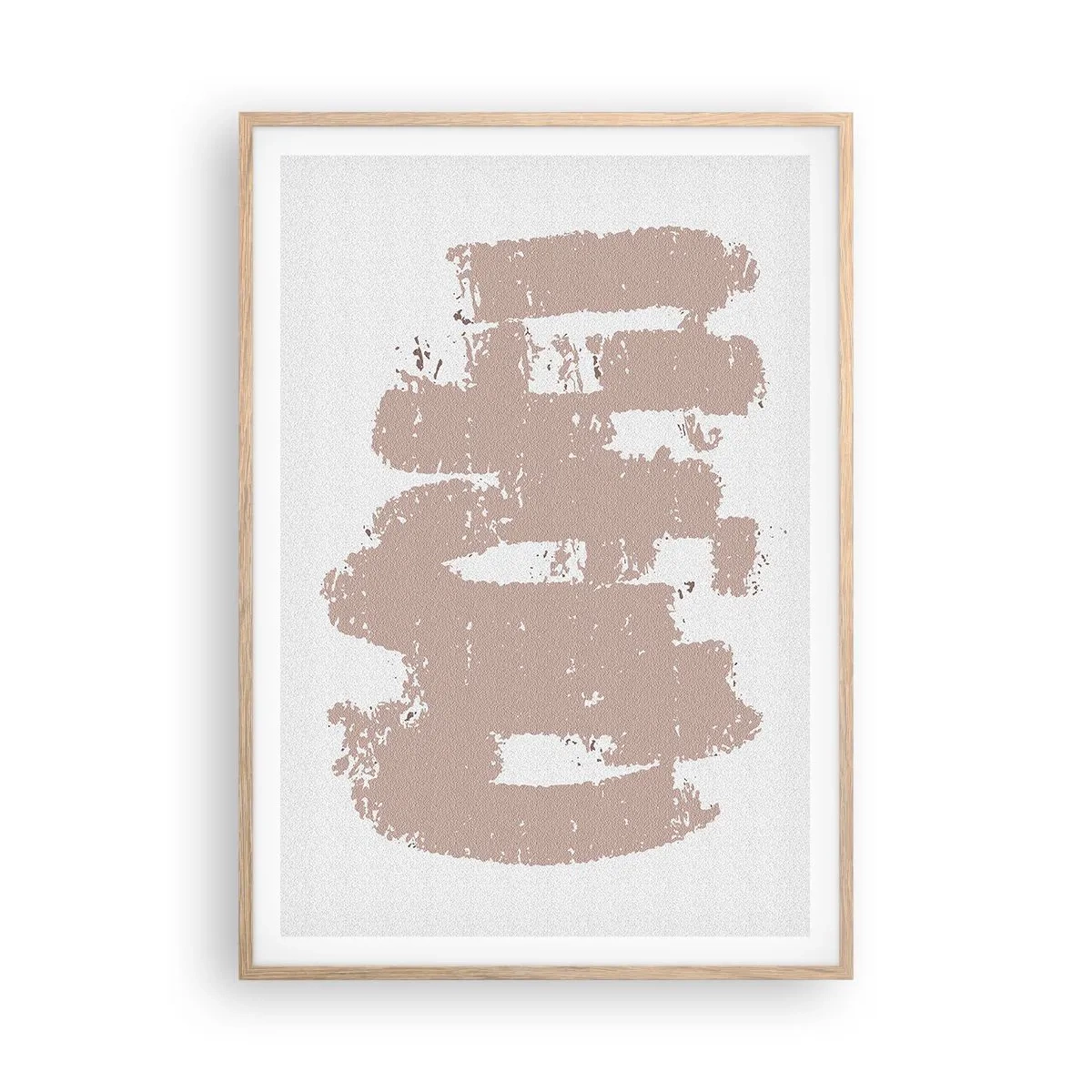 Plakat i ramme af lyst egetræ - Abstraktion i sart rosa - 70x100 cm