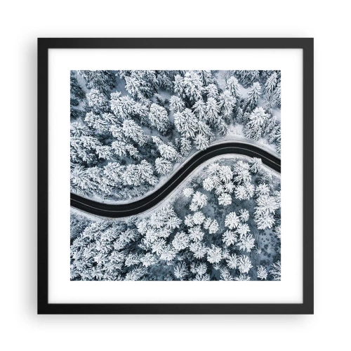 Plakat i sort ramme - Gennem en vinterskov - 40x40 cm