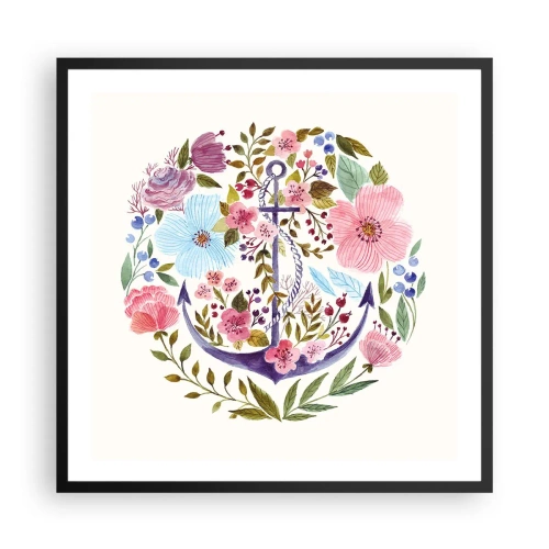 Plakat i sort ramme - En sømands gode nattesøvn - 60x60 cm