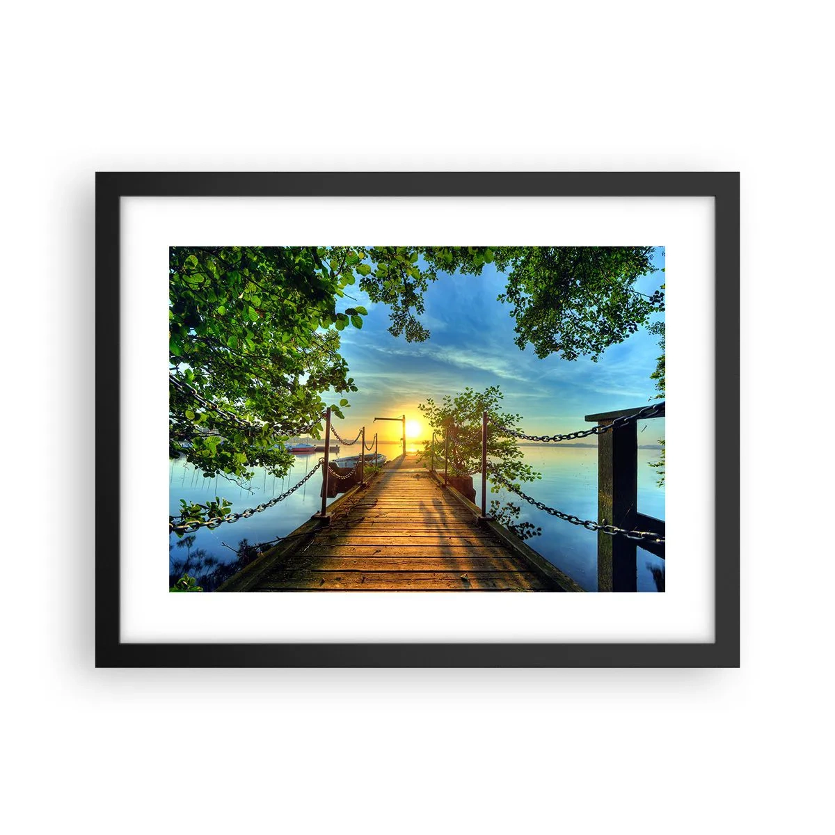 Plakat i sort ramme - Mod vest ved vandet - 40x30 cm