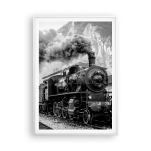 Plakat i hvid ramme - Står på stationen... - 70x100 cm