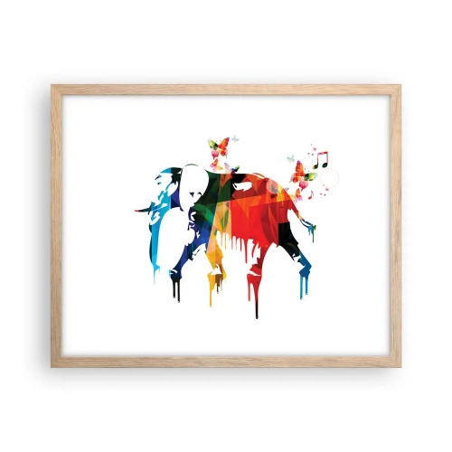 Plakat i ramme af lyst egetræ - Alle kan danse - 50x40 cm