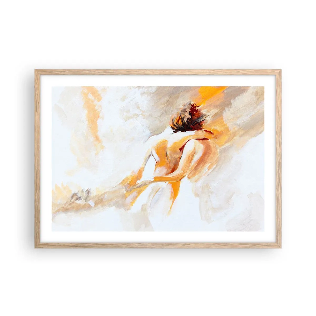 Plakat i ramme af lyst egetræ - I himlen af nærhed - 70x50 cm