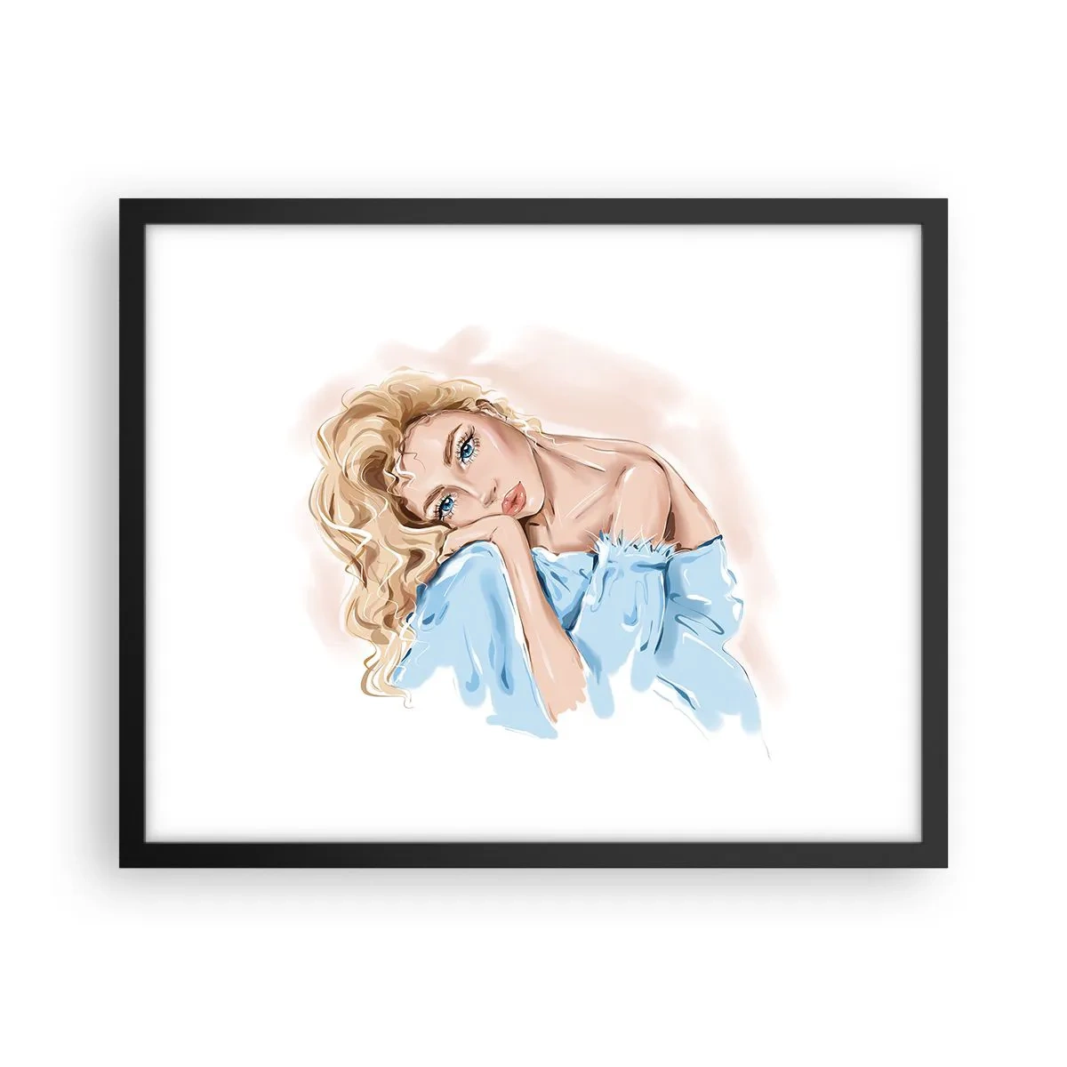 Plakat i sort ramme - Drømmende i blåt - 50x40 cm